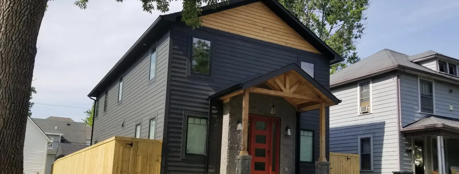 Modern dark exterior home painted in Hendricks County